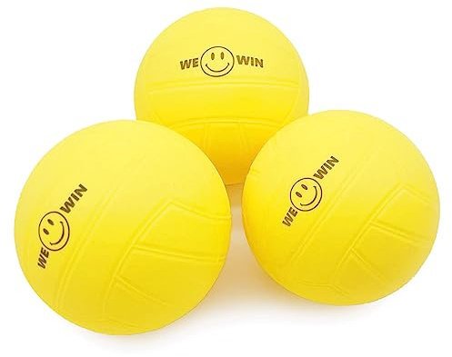 Aolowewin Bolas de Repuesto Spike | Bolas de Juego de Red Redonda | Bola de Rebote Fuerte | Pelota de Goma Suave Amarilla de 3.5 Pulgadas, Paquete de 3 | Voleibol de Playa (3)