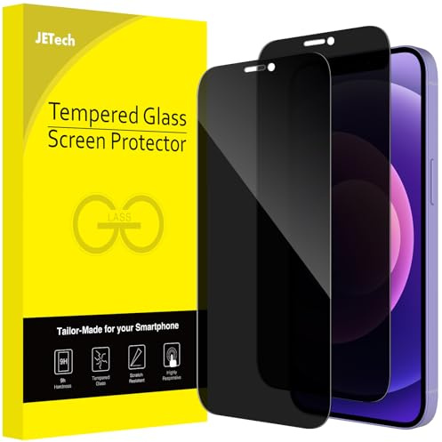 JETech Sichtschutz Schutzfolie für iPhone 12 mini, 2 Stück | Full Screen Gehärtetes Glas Schutzfolie, Kantenabdeckung, Hüllenkompatibel, HD Klar