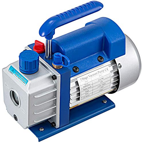 VEVOR Pompe à Vide Climatisation 2,5 CFM 1/4 HP Pompe à Vide Réfrigération HVAC à 1 Étage 1440 tr/min Anti-Reflux Huile Capacité 220 mL pour Climatiseur Voiture Automobile Réfrigérateur Industrielle