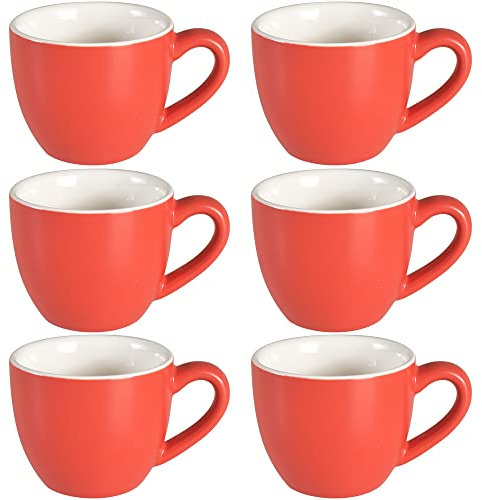 homEdge Mini Porzellan Espressotasse, 90 ml, kleine Kaffeetassen Demitasse für Espresso, Tee, rot, 214CEC060223