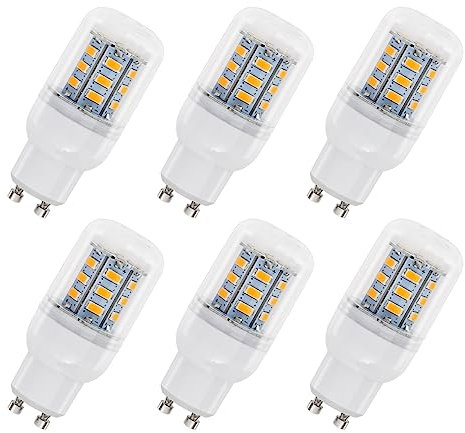 SCNNC Ampoule Mais GU10 LED 4W Tube AC230V, 400LM Blanc Chaud 3000K, Non Dimmable, Équivalent Halogène 40W, 24 SMD 5730 LED Maïs GU10 pour Plafonnier, Applique Murale, 6 Pièces