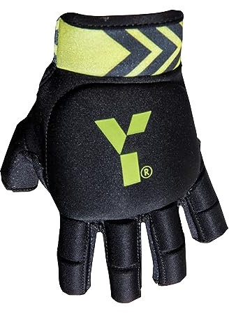 Y1 hockey, MK7 handske, fälthockey, handske, förstärkt plasthandske, öppen handdesign, heltäckande handskydd, barnhandskar, som används av internationella spelare (L)