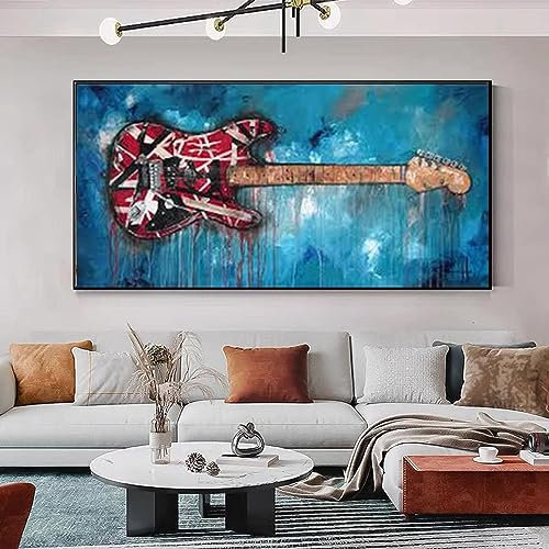 MHLCMG Leinwand Malerei Abstrakte Gitarre Bilder Wandkunst Moderne Poster Kunstdruck Bild Wand Wohnzimmer Schlafzimmer Dekor Kein Rahmen (80X120CM)