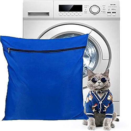 Fayemint Petwear tvättpåse, tvättpåse för husdjur, tvättpåse med dragkedja, husdjurstvättpåse för hundar, katter, husdjurssängkläder, filtar (blå)