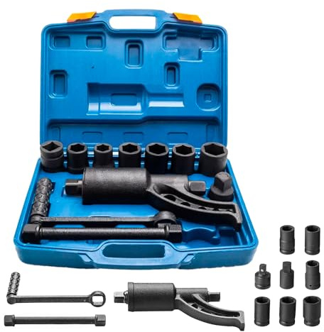 Heavy Duty Torque Multiplier Wrench Set - 1:64 Torque Wrench Set 11PCS Labor Saving Torque Multiplier Wrench Lug Nut Remover Lug Nut Wrench Set 1'' Drive 4800 NM with 8PCS CR-V Sockets Set (24-38MM)