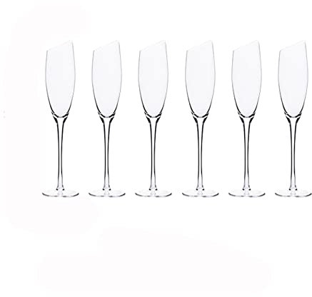 Champagnerkelche 6-teiliges Champagnergläser-Set aus Kristallglas, hochwertiges Champagnergläser-Set, 180 ml, schräge Champagnergläser, Geschenk for Hochzeit, Jahrestag, Weihnachten Schaumweingläser