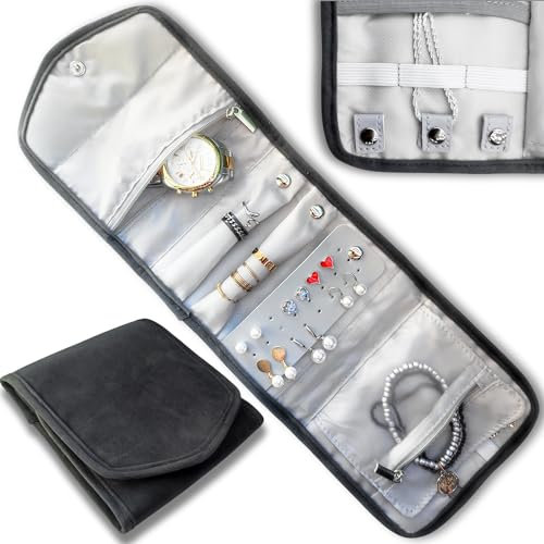 AGUACATESTEEL Joyero Enrollable Viaje Mujer Portatil Plegable Estuche Joyas Viaje Enrollable Organizador para Joyas bolsa Organizadora joyeria Pendientes Collar Brazaletes Anillos