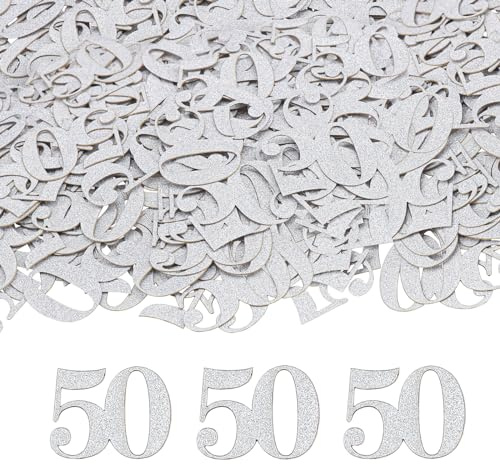 GoldRock Glitzer Konfetti 50. Geburtstag Deko Groß 3,4x2,6cm, Streudeko für Mann und Frau, Tischdeko, Goldene Hochzeit