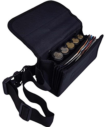 CLAIRE-FONCET Kellnertasche - Kellnerbörse – Hüfttasche in Canvas Gewebe, Inklusiv 5 Euro Munzen Geldwechsler, 1 Innentasche mit Reißverschluss, Magnetverschluss, ideal für Kellner, Kellnerin