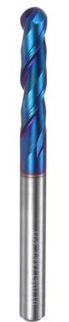 sourcing map Ball Nose End Mill CNC Router Bit, 1/8 Radius 1/4 Shank Solid Carbide Nano Coated Upcut Spiral 2 Flutes Cutter Milling Tool, 1/4 Dia 3 Total Length