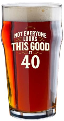 D Design Invent Print! 40th Birthday Beer Glass Gift Funny Printed Tankard Beer Mug for Men Women Age 40 Year Old Gift Idea Keepsake Happy Birthday - 570ml