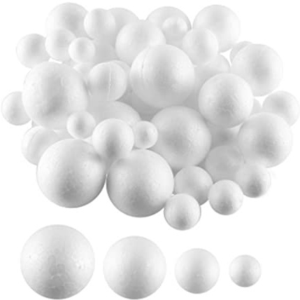Hilai Palline di Schiuma Bianca Palline di polistirolo per Arte Fai -da -Te Artigianato Decorazioni per Feste di Natale 80pcs, Palla di polistirene