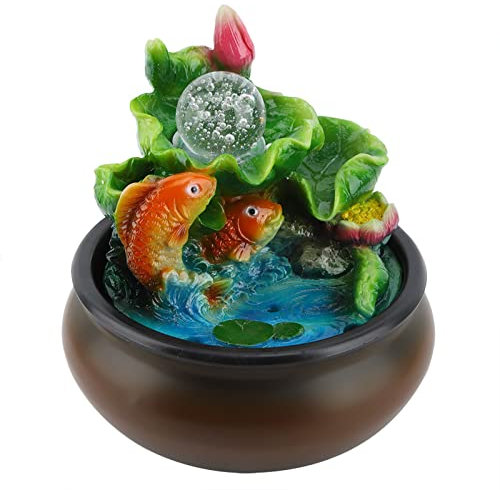 Feng Shui-Wasserbrunnen für den Innenbereich, Glücksfisch, Tischbrunnen, Tischdekoration