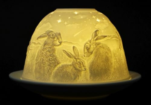 CBK-MS Dome Light Kaninchen Hasen Porzellan ca. Ø 12 cm Höhe 8,5 cm Windlicht Teelichthalter Teelicht