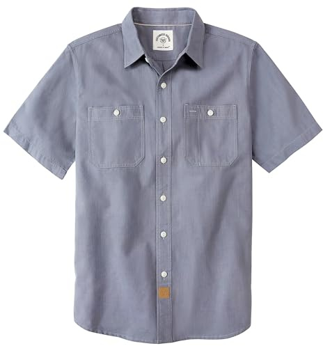 Dubinik® Chemise Homme Manches Courtes en Chambray Coton Léger Coupe Regular Deux Poches Style Urbain Décontracté