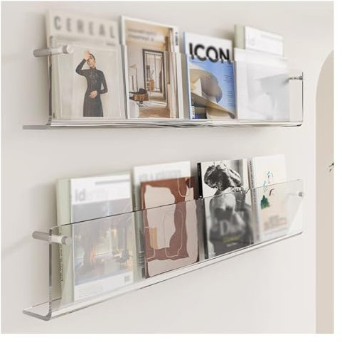 Durchsichtiger Prospekthalter aus Acryl, Wandhalterung mit 3 Ebenen, vertikal Verstellbarer Bücherregal-Zeitschriftenhalter, schwebender Katalog-Literaturständer für Büro, Wartezimmer, Kirch