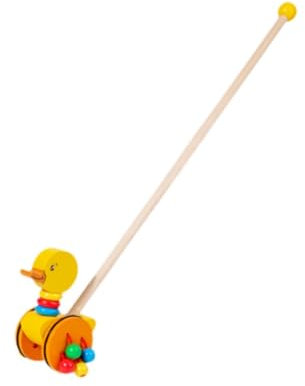 perfk Lauflernspielzeug zum Schieben, Lauflernspielzeug, Holz-Schiebespielzeug, Lernaktivitäten im Vorschulalter, Laufen für Mädchen und Jungen, 1-Jährige, Ente