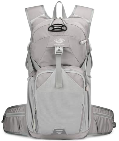 PORRASSO Mochila de Senderismo Mochila Impermeable 18L Ligera Mochila Hiking Backpack para Hombre Mujer Hacer Ciclismo Escalada Deportes Aire Libre Gris