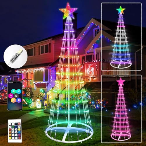 Smart LED Weihnachtsbaum Lichter,Weihnachtskegelbaum kommt mit 205 LED-Lichtern mit RGB-Farbwechselfunktion,App-gesteuerte Lichter für Weihnachten,Lichterbaum Dimmbar für Innen Aussen,