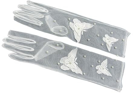 Limtula Tüll Handschuhe Für Themen Event Kleiderhandschuhe Weibliche Abendparty Zeremonielle Handschuhe Schleife Transparente Handschuhe Braut Handschuhe