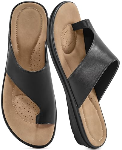 Reimferce Summer Flat Sandals for Women: Comfortable Walking Dressy Slides for 2026 - Ladies Orthopedic Casual Shoes Indoor Outdoor