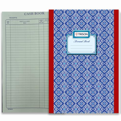 Trison Cash Book | Register Size 19x31 cm | 60 Sheets (120 Pages) | Hardbound | Green Ledger Paper | Quire 2 | Pack of 1