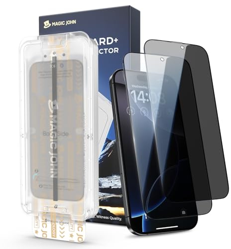 MAGIC JOHN für iPhone 16 Pro Max für Upgrade Sichtschutzfolie (6,9 Zoll), 25-Grad-schutzwinkel-Einfaches, mit einfachem Einfache Installation, Befestigungswerkzeug, Hüllenfreundlich, 2 Stück