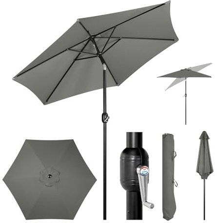 WOLTU Ombrellone da Giardino, Ombrellone da Spiaggia Grande con Manovella, Ombrellone da Esterno, Protezione UV per Terrazza, Mare, Piscina