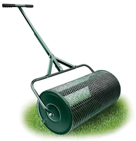 QLSABIA Spandiconcime Multiuso, spandiconcime per Compost, spandiconcime per Torba con Manico a T Regolabile, spandiconcime per Prati e Giardino, verde-32 cm*60 cm