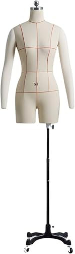 Schneiderpuppen, Mode, menschlicher Körper, Zeichenpuppe, Nähpuppen, weiblicher Körper, zum Nähen von Körpern/Kleidung, Abnehmbarer Metall-Rollsockel, 360 ° drehbar，White XL 86