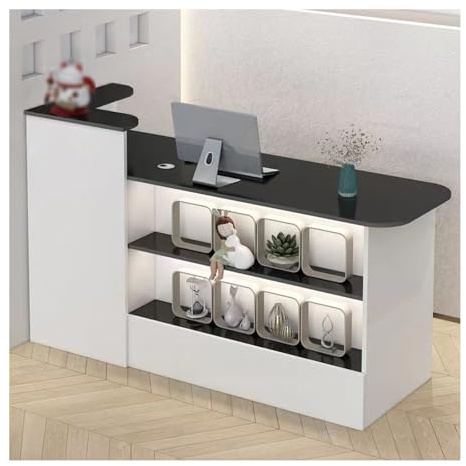 HBOOMOEM Stands De RéCeption，Comptoirs De Magasins，Comptoir Accueil Salon De Beaute，Convient Aux Comptoirs De Caisse, Aux Halls D'EntréE, Aux Salons De Beauté Et Aux Bureaux.(Black,Left_120CM/47.2IN)