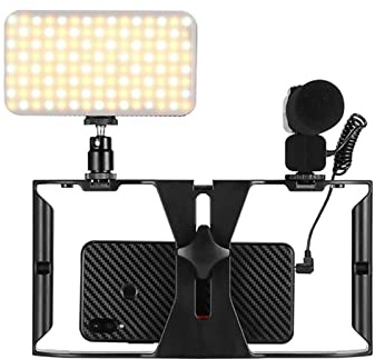 Videokamera, Videokamera 4K -videokamera LED Video Light Photography Lighting Microphone Stabilizer for smarttelefon live streaminginspelning