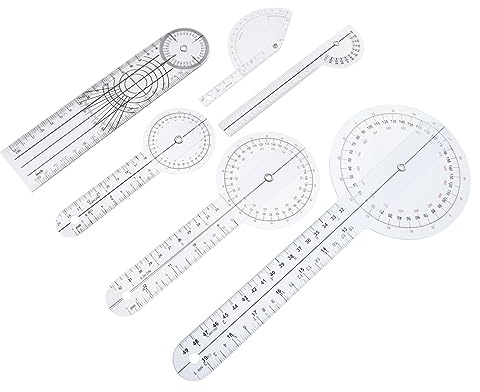 SEWACC Goniometro Angolare in Plastica 360 Gradi Per Misurazione Articolazioni Mediche e Fisioterapia, Set Da 6 Pezzi Righello Spinale Per Valutazione Precisione Clinica e Monitoraggio Riabilitazione