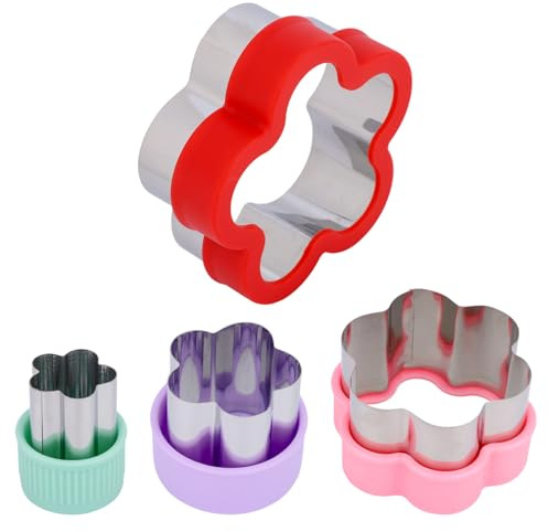4pcs Flower Cookie Cutter, 4 Sizes Stainless Steel Baking Food Moulds Floral Biscuit Pastry Cutter for Donuts English Muffins Cheese Fondant