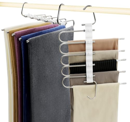 Pax Organizer Hosen kleiderbügel sparbügel Hosenbügel mehrfach hosenbügel platzsparend für Hosen, Kleidung, Handtücher, Schals, Jeans 2 Sätze Edelstahl Schrank Organizer Hosen