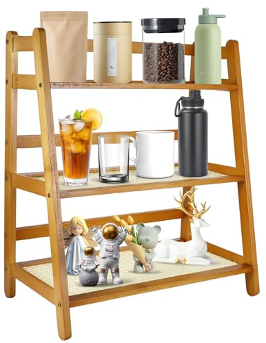 PCXWTLN Organizador De Cocina, 3 Niveles Organizador De Tazas Estante para Especias De Madera para Cápsulas De Café para Encimera Organizadors De Té para Cocina, Mostrador, 39 x 21 x 43 CM