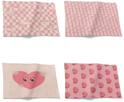 CEVAN Tovaglietta in Stoffa Personalizzata Tovaglioli sotto Il Piatto Cartone Animato Carino Set di 4, Sottopiatti Pasquali Piece Ristorante, caffè, Picnic All'Aperto, 32x42cm