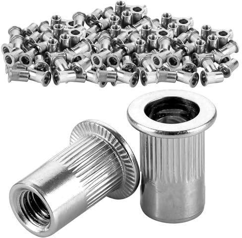 DAJAVE 150PCS M8 Blindnietmuttern aus Edelstahl, Nietmuttern robuste Senkkopf-Nietmuttern für Metall- und Kunststoffplatten, Flachkopf-Gewindeeinsätze (M8x18, M8x18)