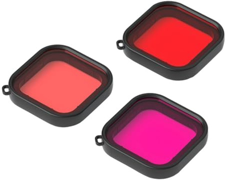 BUGUUYO 3Pcs Camera Diving Filters for Housing Lens Cover Color Correction for Seawater and Freshwater Underwater Photography Compatible Action Camera Accessories Random Color