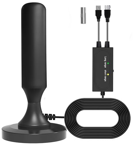 Yowrepu Antenna TV Portatile da Interno, Antenna TV Interna Amplificata Potente Supporto DVB-T2/4K/1080P, Antenne Digitale Terrestre Con Base Magnetica e Cavo Coassiale da 5m