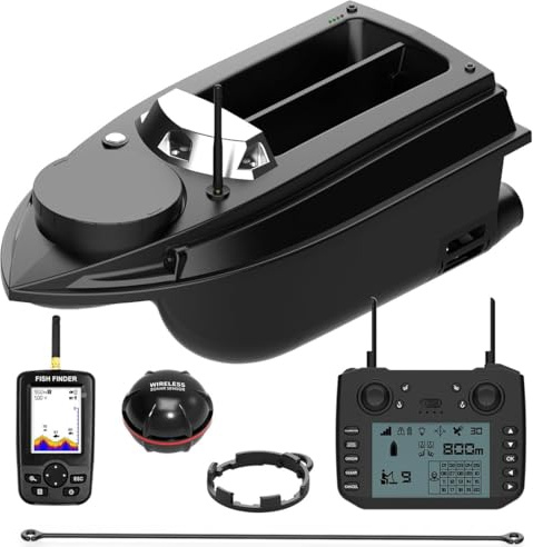 RC Bait Boat GPS Fish Finder, 12V Remote Control Fishing Boat 800M Range, 180 Waypoints Auto Return, for Fishing Enthusiasts