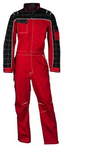 SADISRLS Tuta da Lavoro Professionale Bicolore per Carrozziere Meccanico Gommista Agricoltore, Cotone/Poliestere, Multitasche con Cerniera Zip - Resistente Multitasche (Rosso, XL)