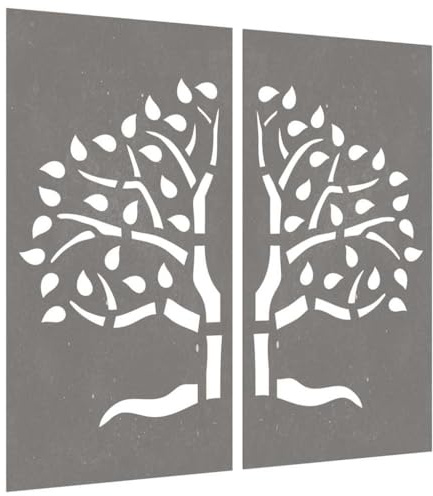 Lumanois Adorno Pared jardín 2 uds Acero corten diseño árbol 105x55 cm, Casa y jardín Decoración Obras de Arte Carteles, copias y Arte Visual, Marrón, 4.43kg