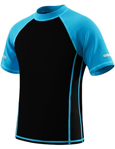 Keyck Pojkar flickor kortärmad snabbtorkande T-shirt rakskydd för barn 7–15 år gammal, Mörkblå, 9-10 år