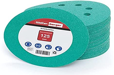 Woltersberger® 50 dischi abrasivi eccentrici Ø 125 mm | Grana P80 | 8 fori in verde | per una levigatura ottimale, versatile