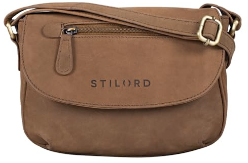 STILORD Tamara Kleine Handtasche Damen Leder Braun Umhängetasche Vintage für Frauen zum Ausgehen Abendtasche Partytasche Elegante Echtleder Tasche Farbe:Austin - braun