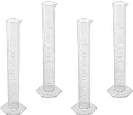 Othmro 4pcs 100ml Plastic Measuring Cylinders, Small Graduated Cylinder, Science Measuring Lab Test Tube Flask Liquid Measuring Tools