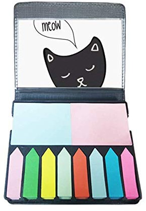 Schwarzer Katzenkopf Meow Tier selbstklebende Notizzettel Farbe Page Marker Box