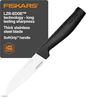 Fiskars Couteau d'Office, Hard Edge, Design Élégant, Longueur totale : 22,8 cm, Acier Inoxydable/Plastique, 1051762