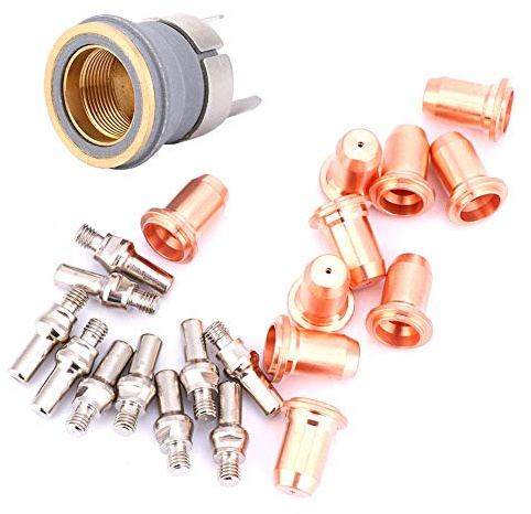 22 Stück PT60 PT40 Plasmaschneidspitzen-Set, Plasmaschneider-Schneidbrenner Elektroden-Düsen Spitzenzubehör 1,0 mm Spitzenelektroden-Abschirmbecher-Abstandshalter | Umfangreiches Ersatzteilset für PT60/PT40 Brenner Verbessert Schnittqualität und Effizienz Aus langlebigen Materialien